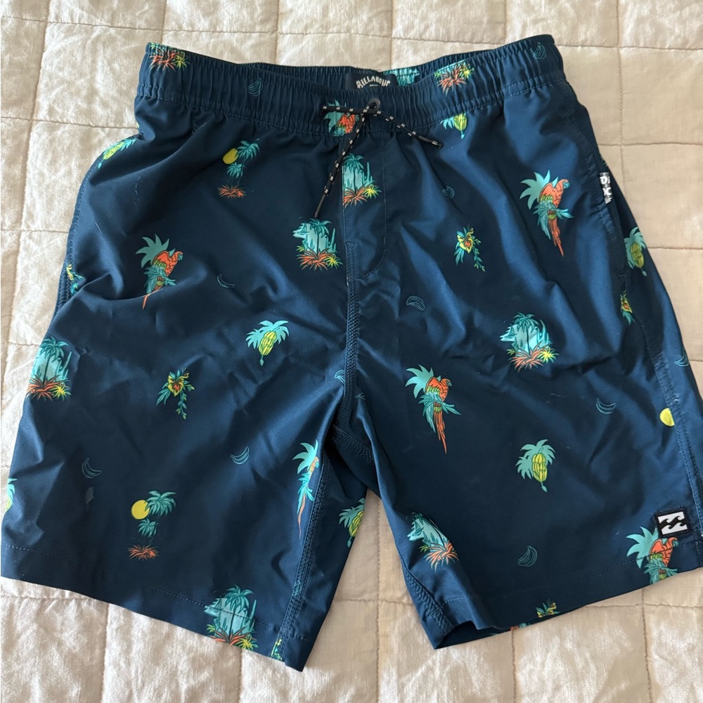 Billabong Teal and White Swim Trunks